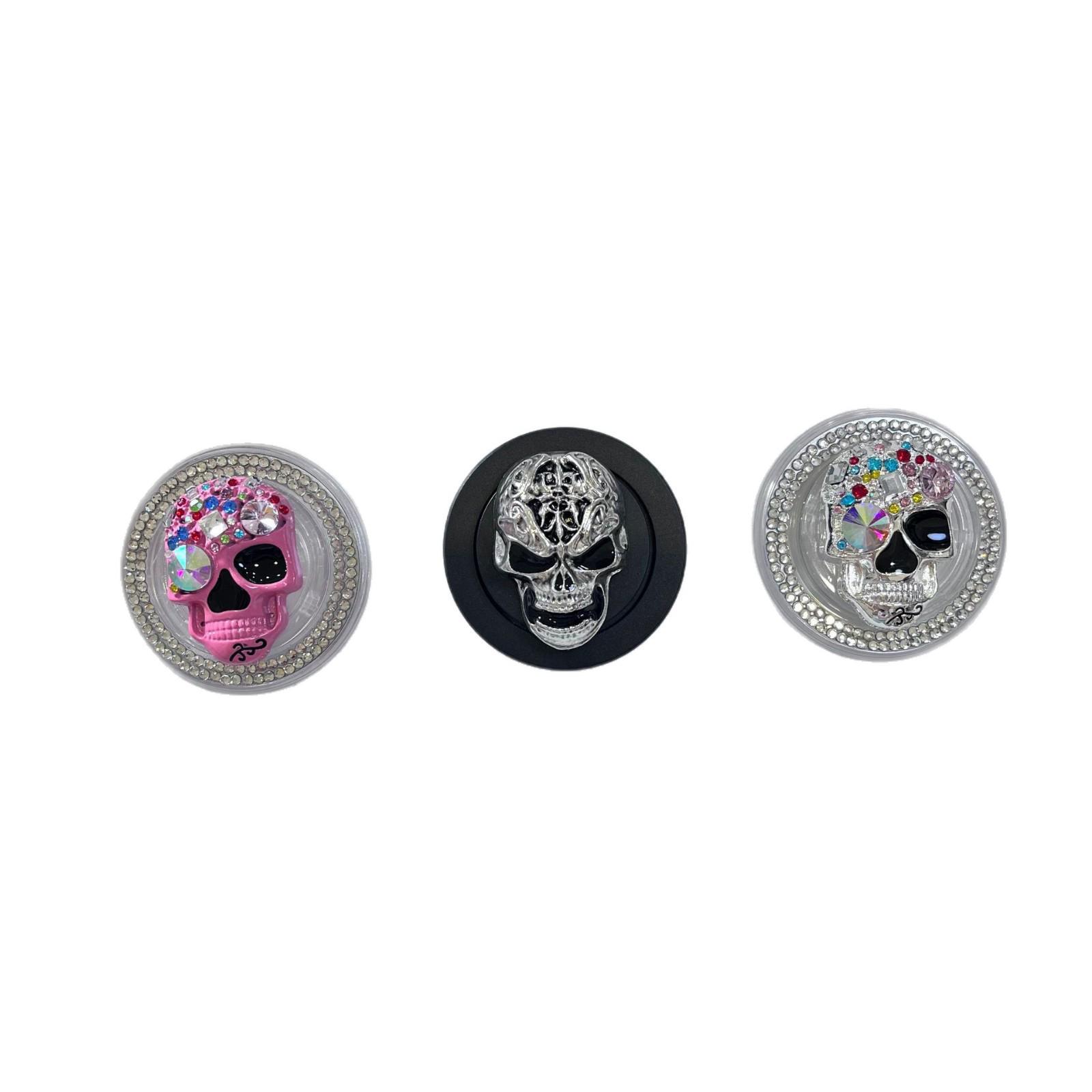 Rhinestone Skull MagSafe-Compatible Magnetic Phone Holder with Airbag Support Rhinestone Skull - Pink
