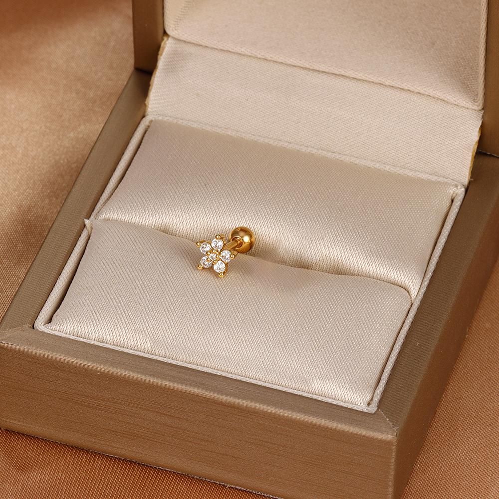 1PC 316L Stainless Steel Mini Zircon Cartilage Piercing Stud Earring For Women Girl Helix Tragus Body Zircon Statement