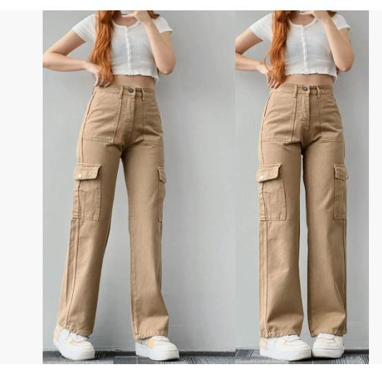 Dámské vintage cargo kalhoty Streetwear Techwear Korejský Harajuku Parachute kalhoty Béžové tepláky Široké nohavice Joggers Kalhoty