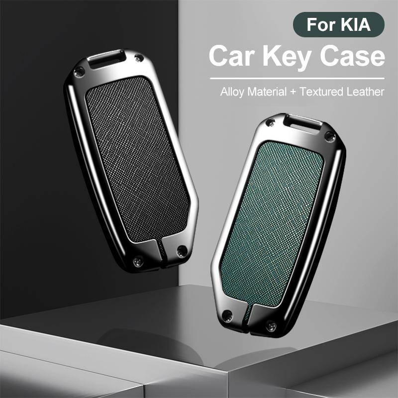 Zinc Alloy Leather Car Key Case Cover Shell Accessory For KIA Sportage R GT Stinger Sorento Ceed Cerato Forte Niro Soul Tellurid