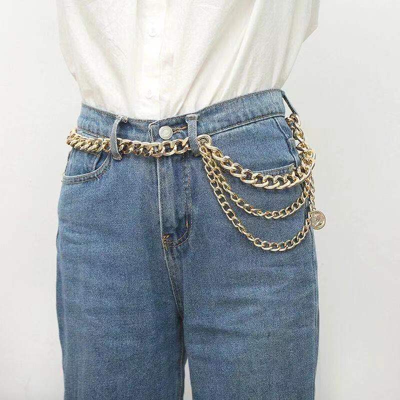 European and American Style Exaggerated Personality Trendy Pendant Body Chain for Women Geometric Retro Tassels Versatile Multi-layer Waist Chain