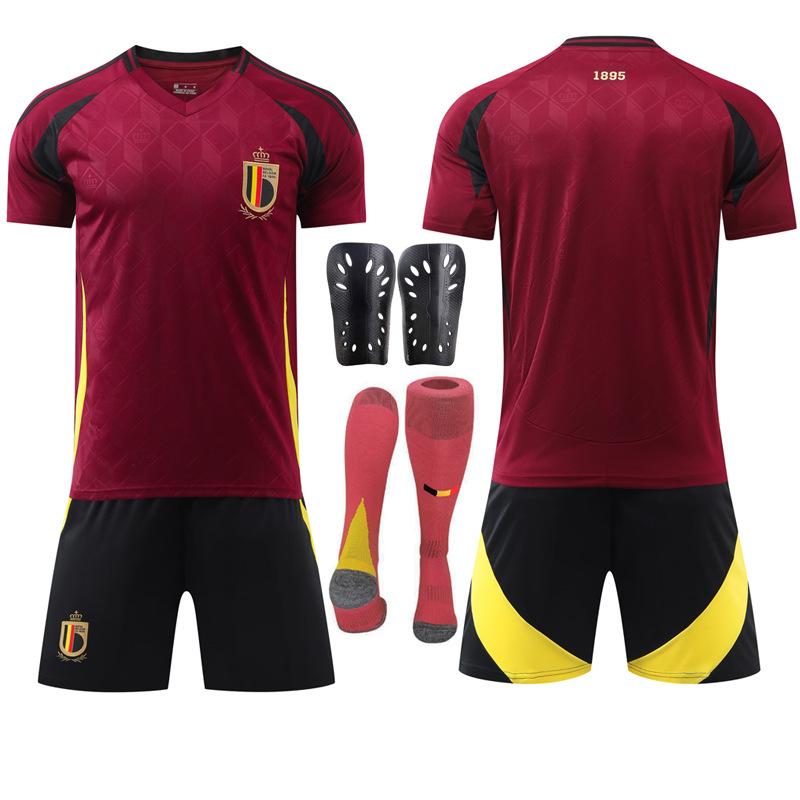 Maglia da calcio casalinga del Belgio Coppa Europa 2024 N.. 7 De Bruyne 10 Lukaku 25 set di maglie multi-libreria