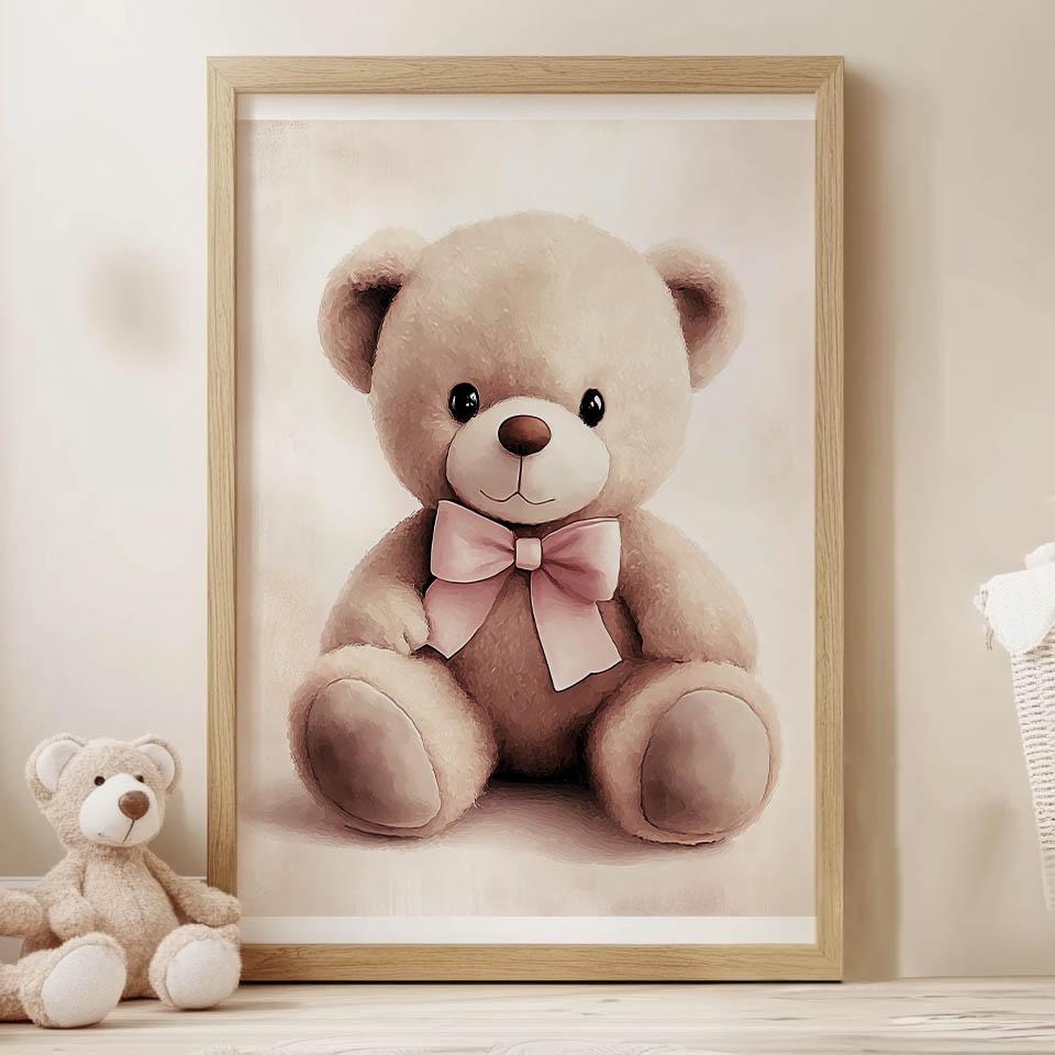 Plakat Uroczy Miś W Różowej Muszce Plakat Uroczy Miś W Różowej Muszce, 40X50 Cm, Bez Ramy, Papier Matowy 230 Gsm