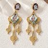 Pendientes largos de estilo cortesano clásico occidental con borlas, accesorios medievales para mujer, joyería vintage, regalo.