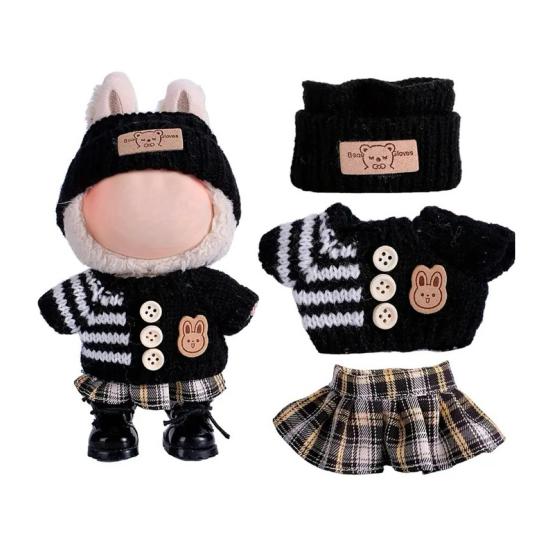 17cm Doll Clothes 3-Piece Hat Sweater Pants Sets Handmade Baby Doll Outfits Stylish Adorable Accessories for Doll Collectors