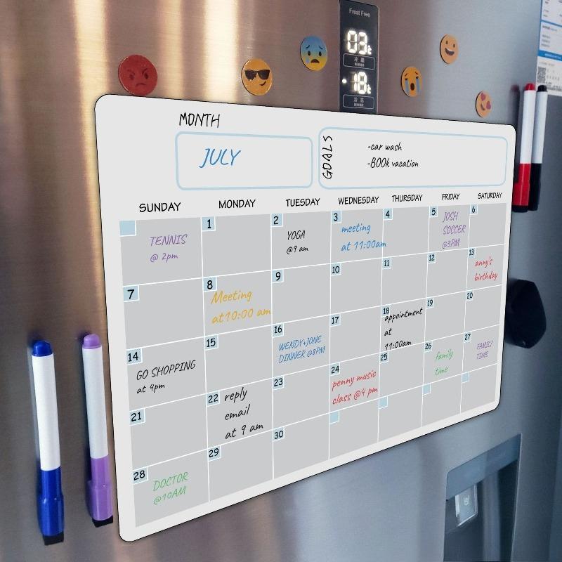 Erasable Monthly Weekly Planner Magnetic Dry Erase Calendar Fridge Magnet Message Board Soft Whiteboard Set Reusable