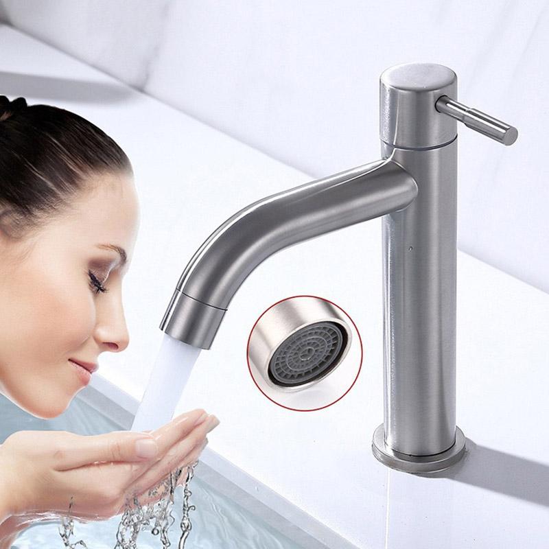 Edelstahl Einzel Kaltbecken Wasserhahn Badezimmer Balkon Heimbecken Waschbecken Schnellöffnender Wasserhahn