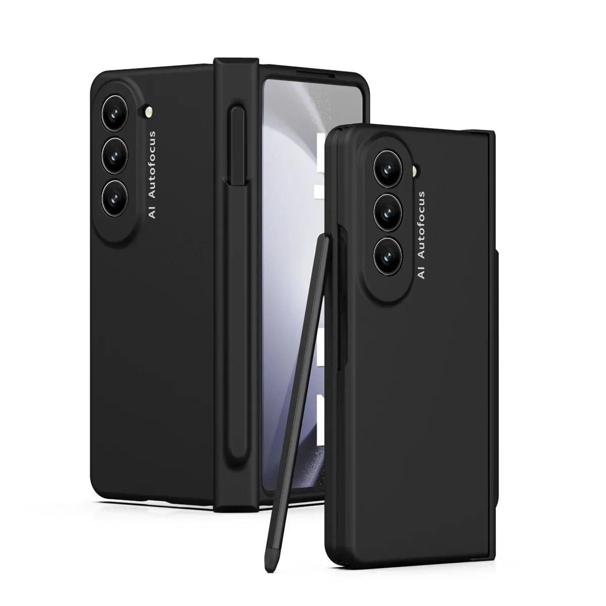 

Чехол для телефона Samsung Galaxy Z Fold 5 5G для Fold5 Slim S, держатель для ручки, шарнир, пластиковая крышка с передним защитным стеклом For Galaxy Z Fold5 чёрный