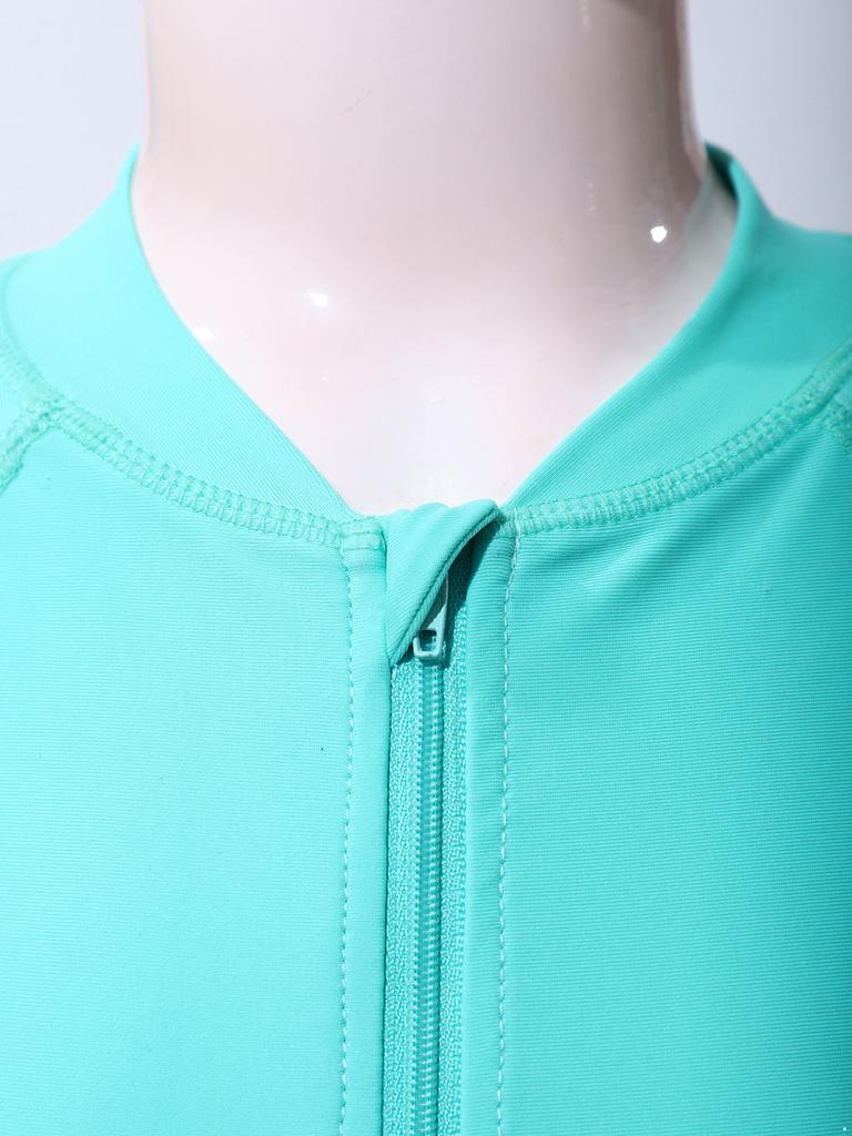 Mergaičių UPF 50+ maudymosi marškiniai ilgomis rankovėmis su užtrauktuku, apsauginis nuo saulės topas, maudymosi drabužiai baseinui, paplūdimiui