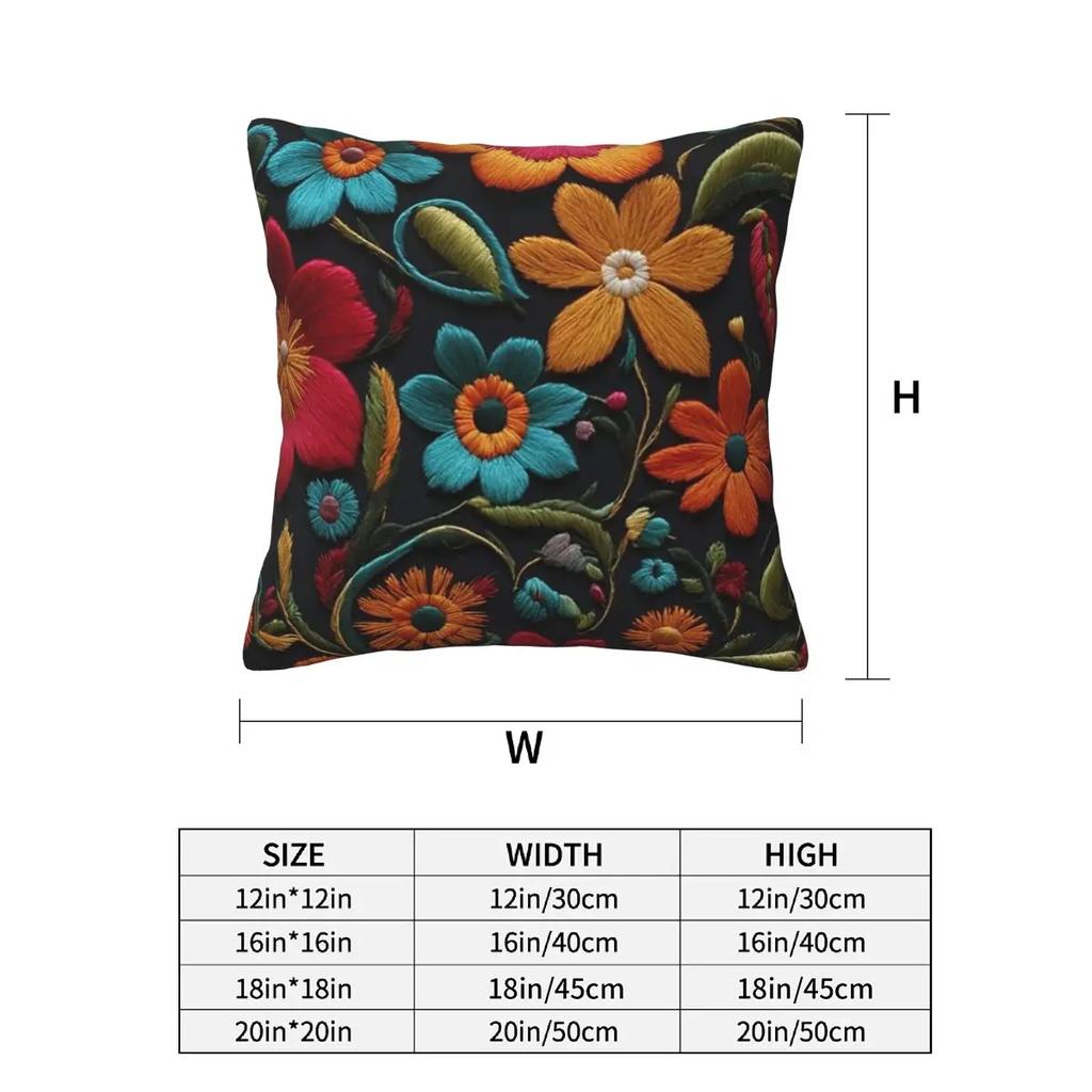 Mexican Vintage Flroal Rebozos Mexicanos 2 Pcs Square Pillowcase Pillow Cover Cushion Throw Pillow For Home Living Room
