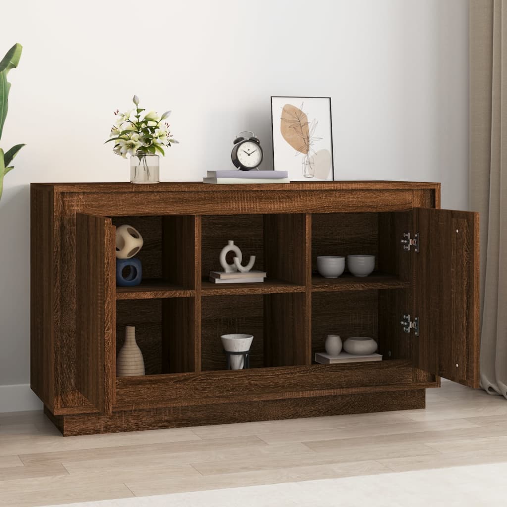 Sideboard Brown Oak Effect 102x35x60 Cm Engineered Wood