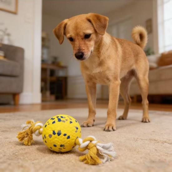 Dog Ball Chew Toy Teeth Cleaning Toy Interactive Rope Knot Tug-of-War Toy for Small to Large Dogs Fetch Training