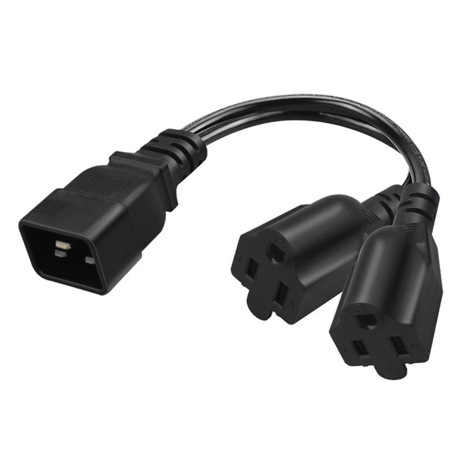 

2x Outlet Y Type Splitter IEC 320 C20 to US Nema 5-15R Power Extension Cable Plug Adapter PS PDU Connector Conveter