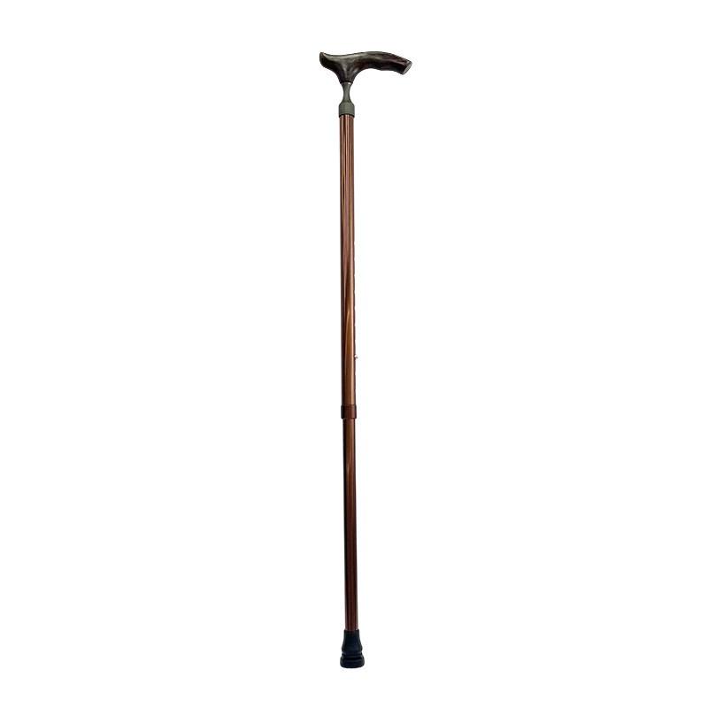 Elderly Support Walking Cane Aluminum Adjustable Trekking Stick With Wooden T-Handle Indoor Outdoor Use