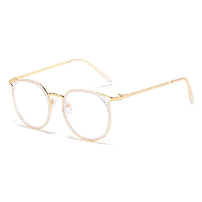 Full Frame Retro Metal Myopic Eyeglass Frame Anti Blue Light Short Sight Eyeglasses Round Women Men Cat Eye Near Sighted Glasses