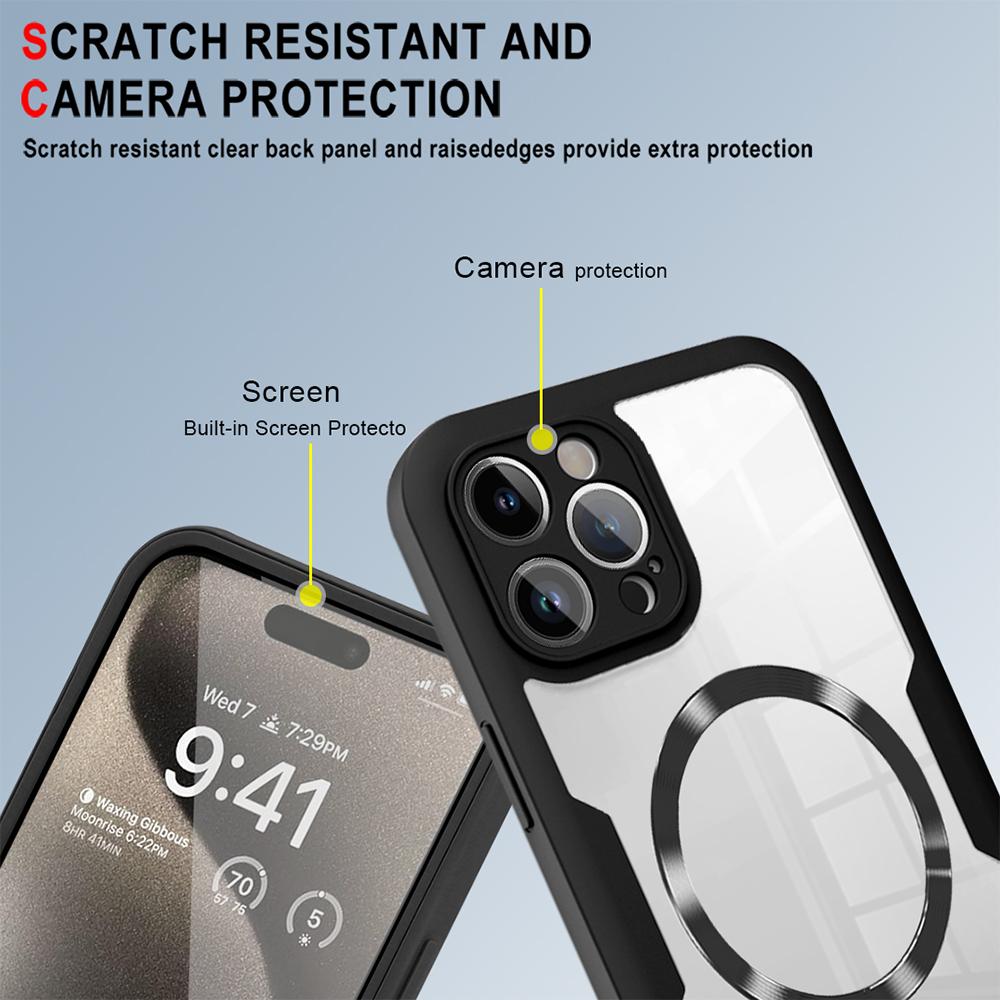 360 Full Protection Transparent Cover For iPhone 16 15 14 Plus 13 12 11 Pro Max For Magsafe Magnetic Case For iPhone 16 Pro Max