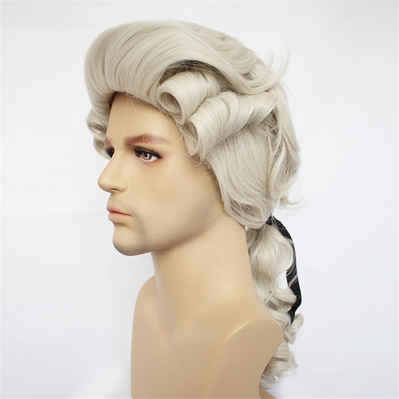 Synthetic Hair Colonial Cosplay Wig for Lawyer Blonde Wigs Long Curly Wavy Wigs for Unisex Adult Washington Costume