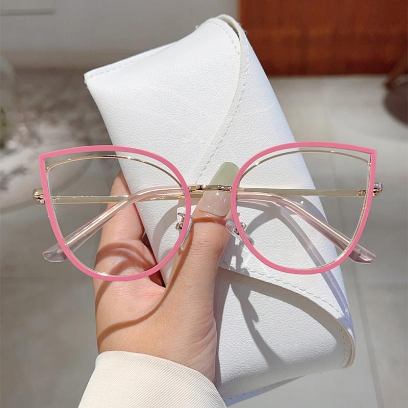 KAMMPT Fashion Retro Cat Eye Frame Trendy Ins Brand Design Korean Style Women's Glasses Non-prescription Chic Decor Eyewear