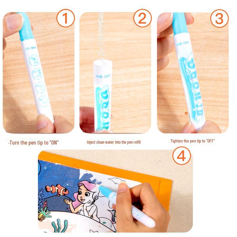 Cross-Border Children's Water Painting & Graffiti Coloring Quiet Book for Early Education