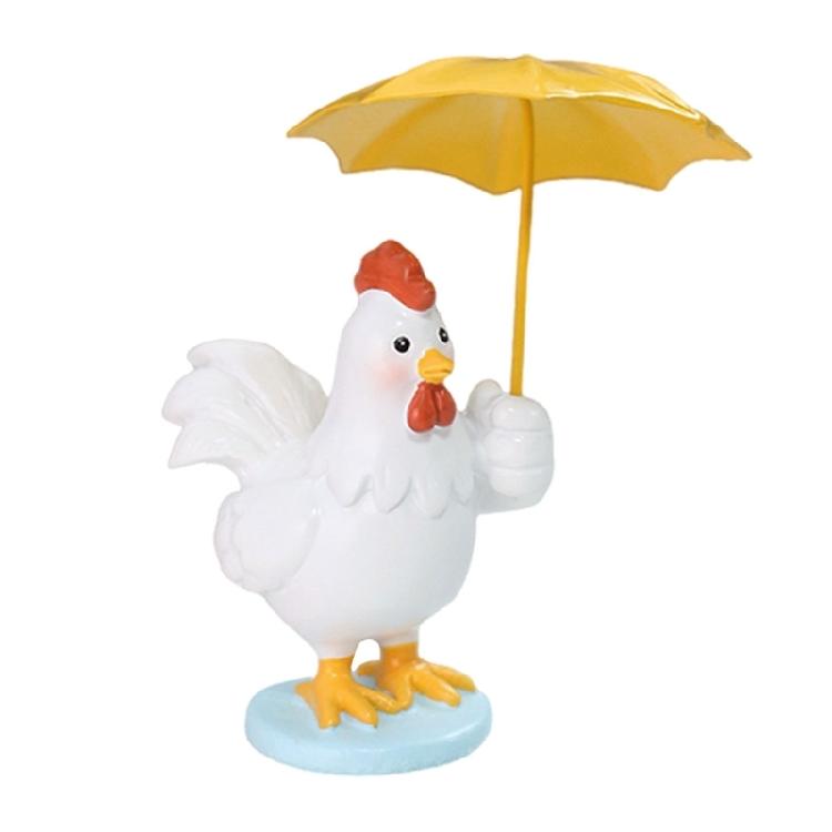 Hand Painted Holding Umbrella Chicken Statue Home Decors Resin Chicken Sculptures Figurine Ornament Garden Decors Gift 1
