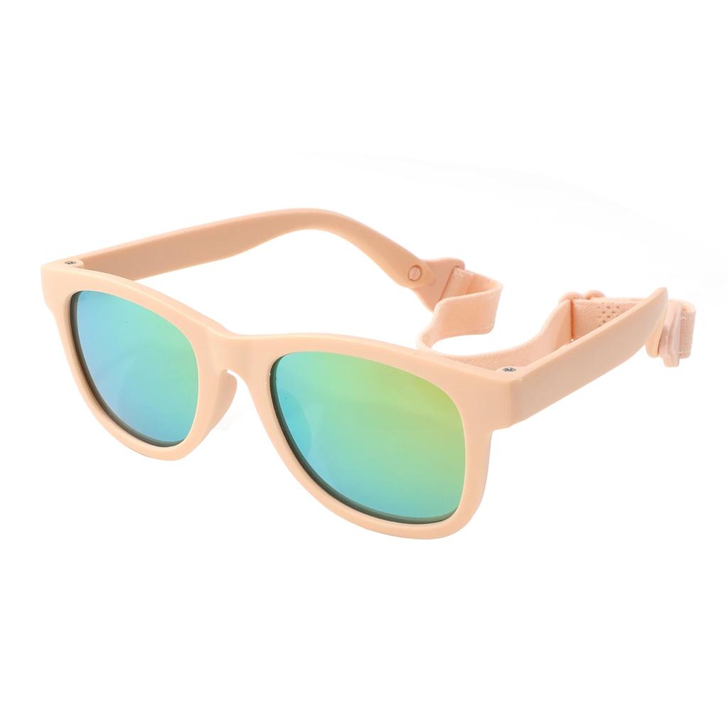 0-24 Months Newborn Baby Bendable Flexible Polarized Sunglasses with Strap Infant Boy Girls Square Silicone Frame Mirrored UV400
