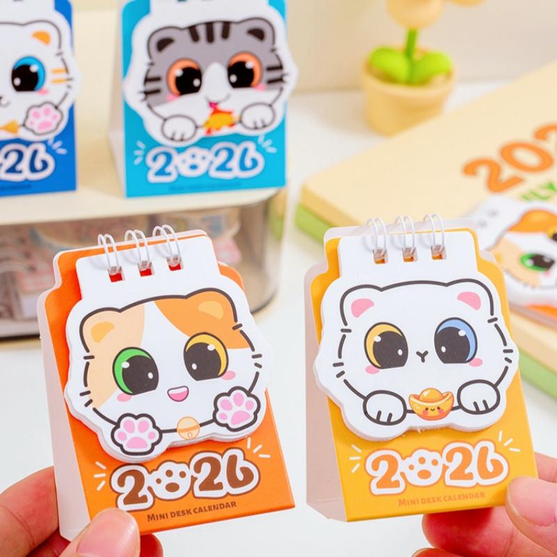 1Pcs 2026 Cartoon Cat Desk Calendar Portable Pocket Calendar Schedule Desktop Decoration Office School Supplies Student Gift