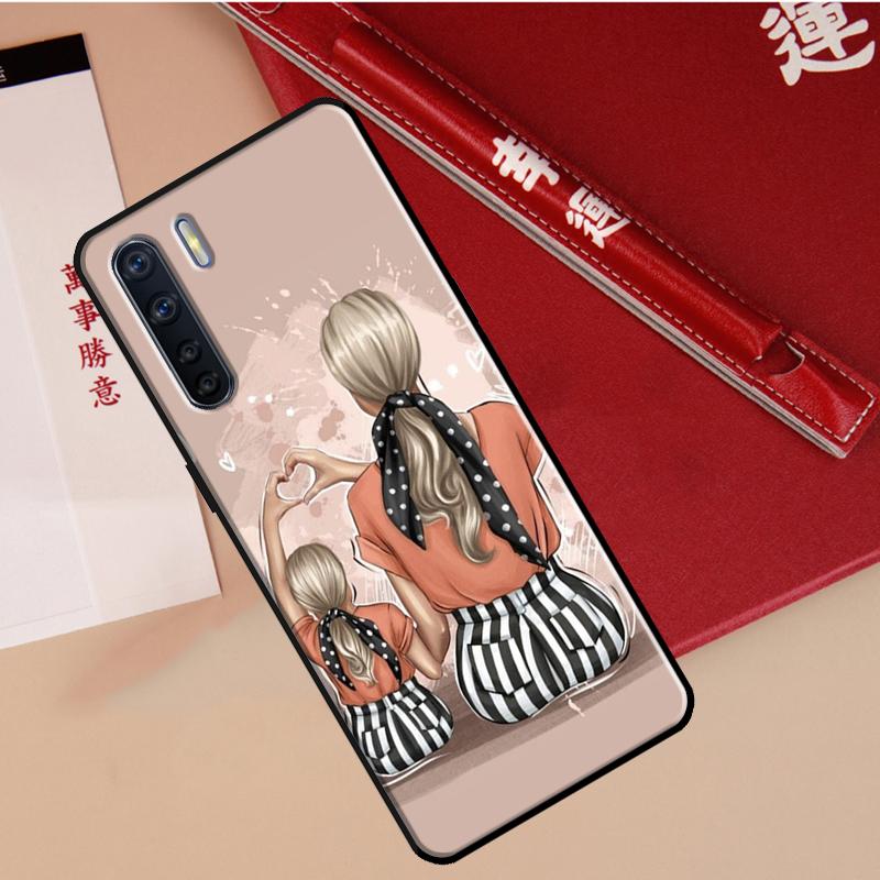 Black Brown Hair Baby Mom Girl Son Case For Oppo A40 A78 A54 A74 A94 A17 A57 A77 A76 A16 A96 A18 A60 A80 A38 A58 A98 A15 A5 Pro