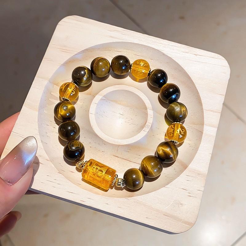 Vintage Maillard style geometric zircon tiger's eye stone beaded bracelet bracelet personalized jewelry