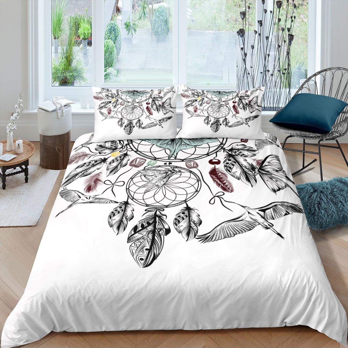 

Comforter Dream Catcher Kids Bohemian Mandala Bedding Set King Size Tie Dye Purple Boho Floral Gypsy 2/3Pcs Comforter (quilt)-EU Single(135*200cm)3pcs