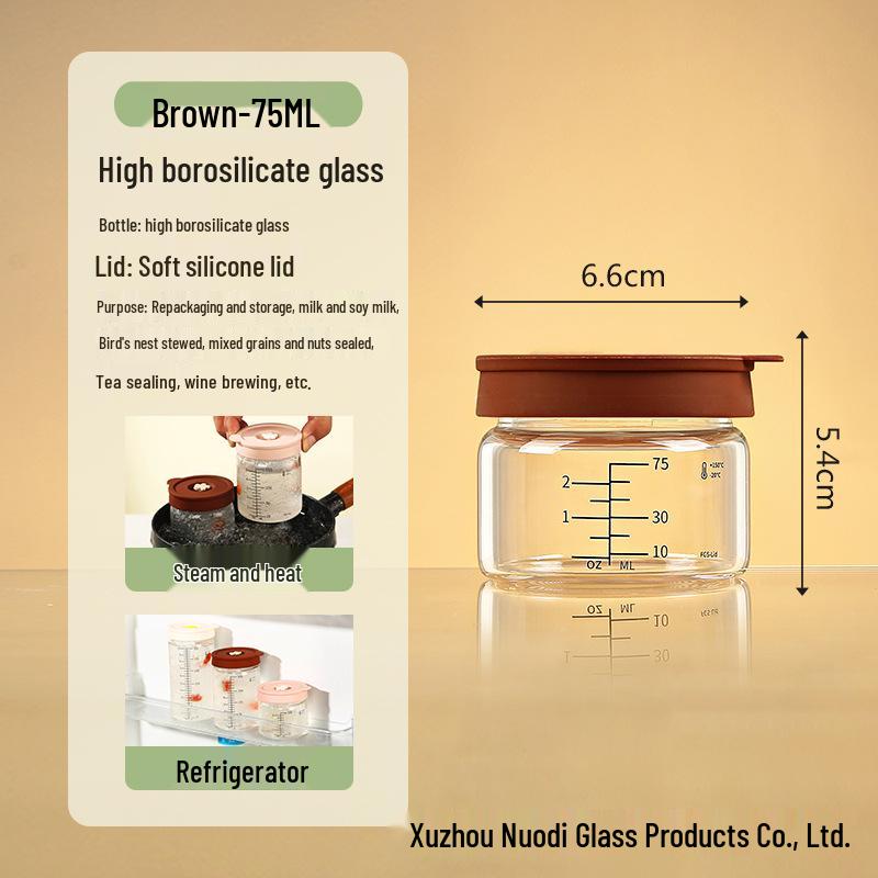 

Silicone Lid Bird s Nest High Borosilicate Glass Storage Jar with Scale and Heat Resistance