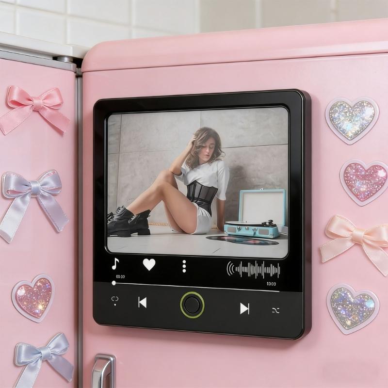 Music Box Fridge Magnet with Customs Song and Photo USB Rechargeable Refrigerator Magnet for Special Gift