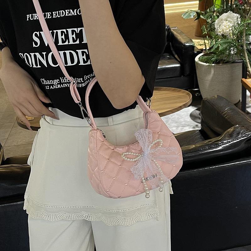 New Bow Shoulder Bag Large Capacity Oblique Span Bag Fashionable Versatile Women's Bag Trendy Casual Tote Bag
