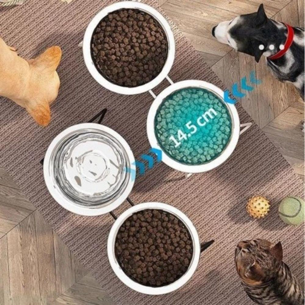 Durable Anti Slip Dog Food Bowl 9°Tilted Angle Large Caliber Elevated Cat Bowl Detachable Double Bowl Pet Bowl Pet Supplies