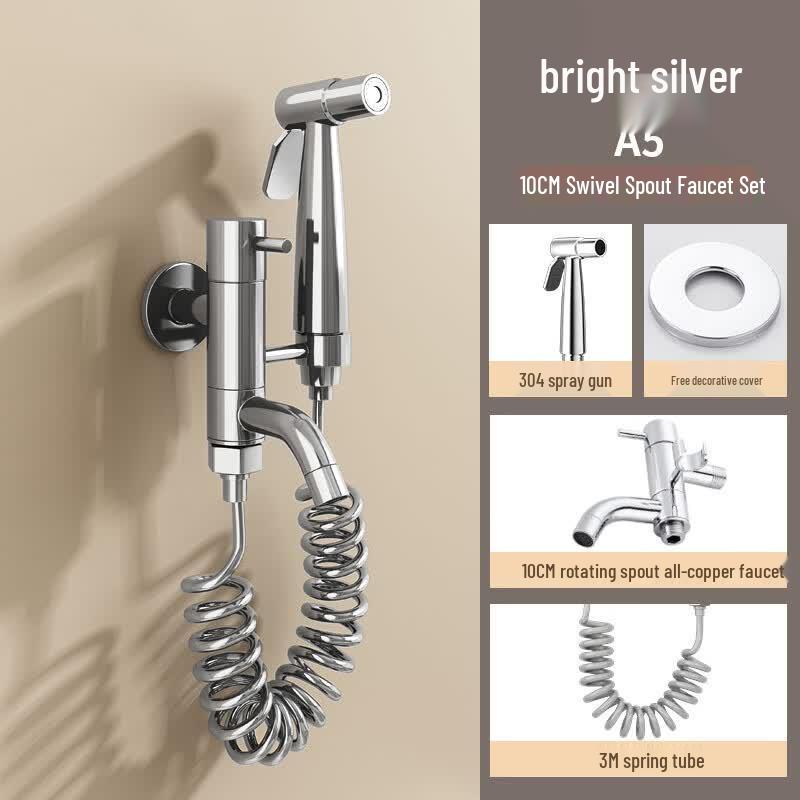

304 Stainless Steel Mop Sink Faucet with Retractable Spray Gun