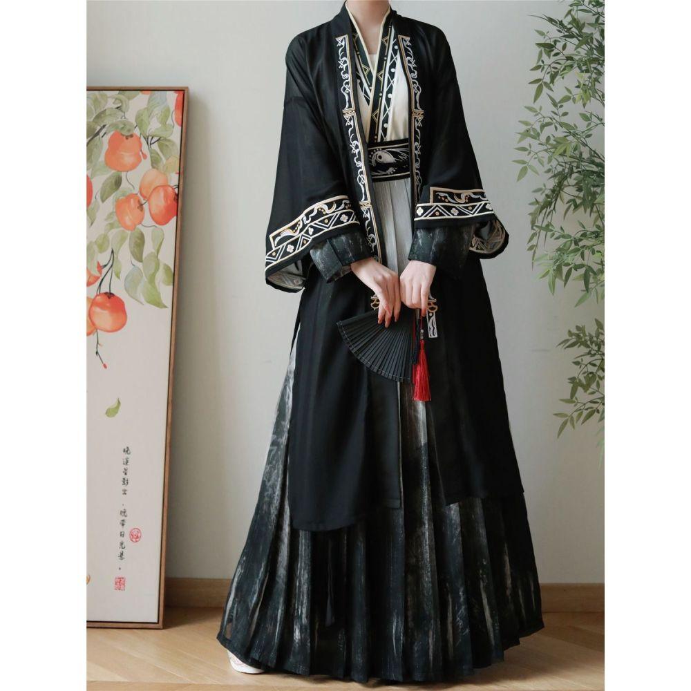 Chinese Song Dynasty Style Hanfu Men's And Women's Embroidery Suit Modified Ink Daily Suit