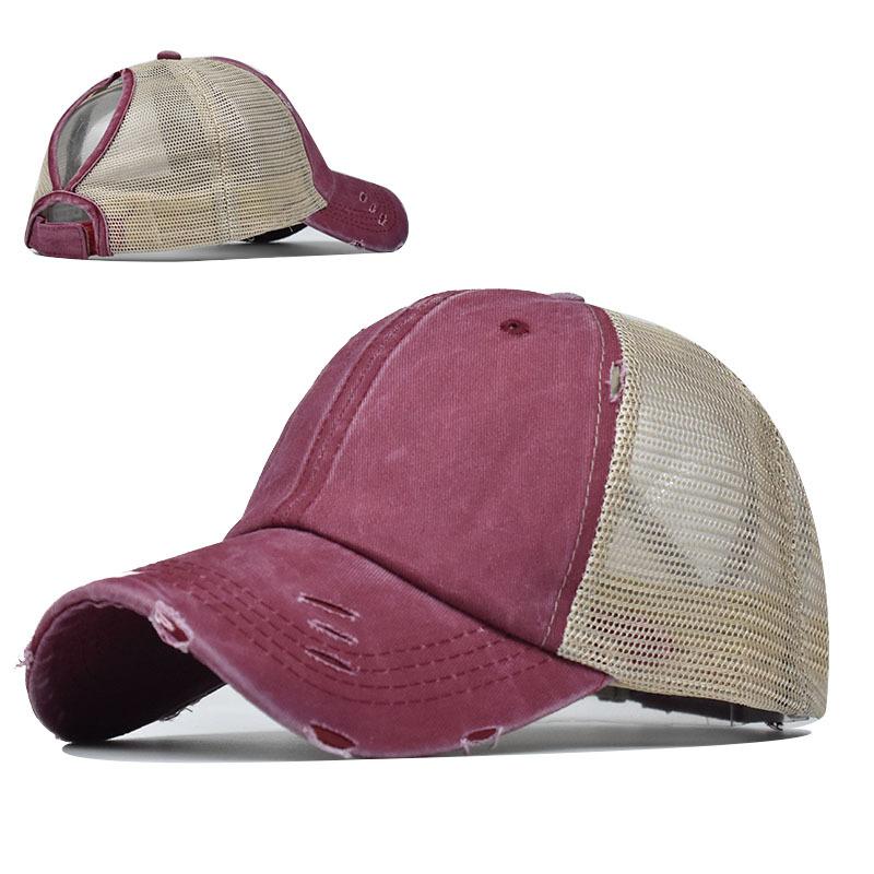 Cappellino da Baseball Coda di Cavallo Donna Uomo Cotone Motivo Patchwork Rete Cappello da Baseball Sportivo Cappellini Snapback Moda Cappello da Sole