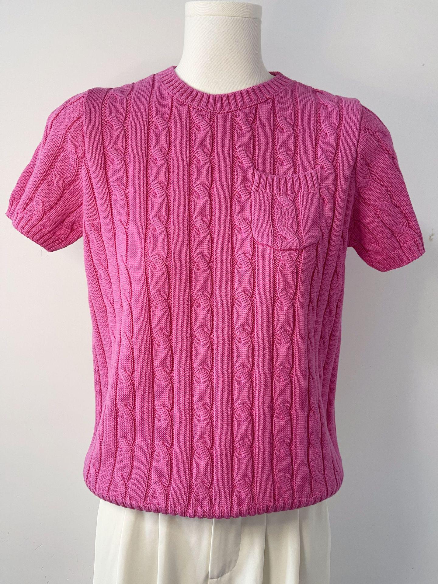 

Новый пуловер крупной вязки с косами RL: Топ с коротким рукавом, вышивкой пони, круглым вырезом, карманами, приталенного кроя, конфетного цвета S (45-52 kg)