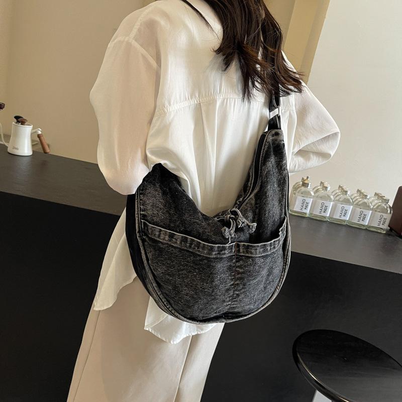 Denim Bag Women Tote Bag Student Class Large Capacity Shoulder Bag Crossbody Bag