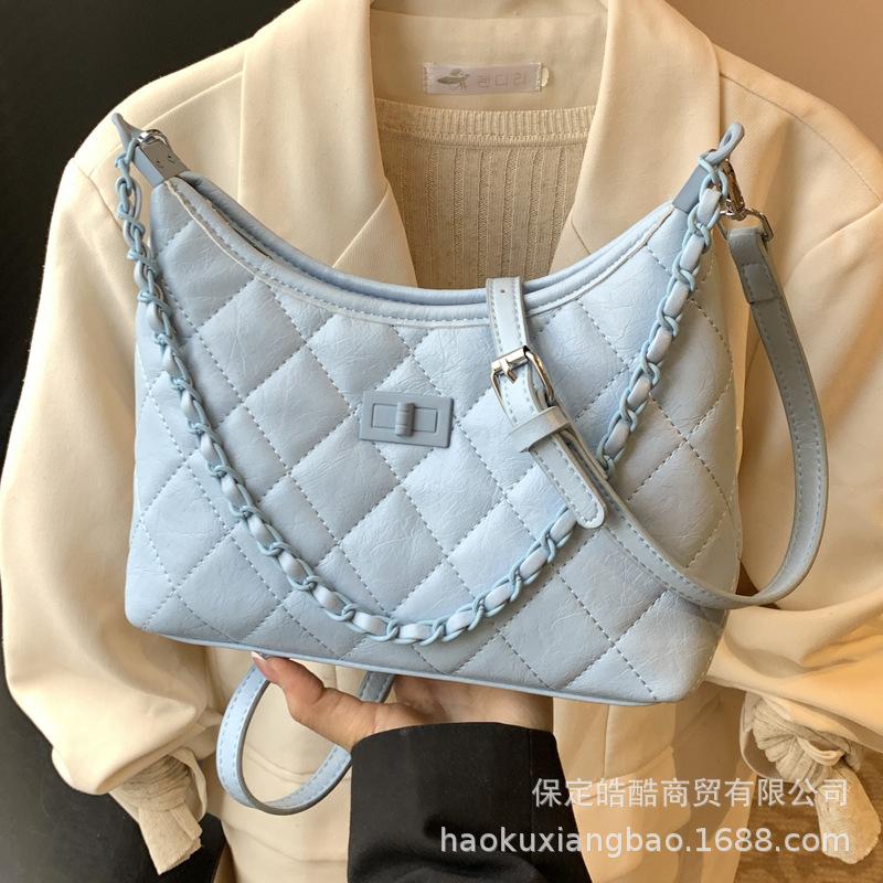 Spring and Summer Popular Bags Women's 2025 New Diamond Chain Messenger Bag Fashion Commuter Shoulder Armpit Bag