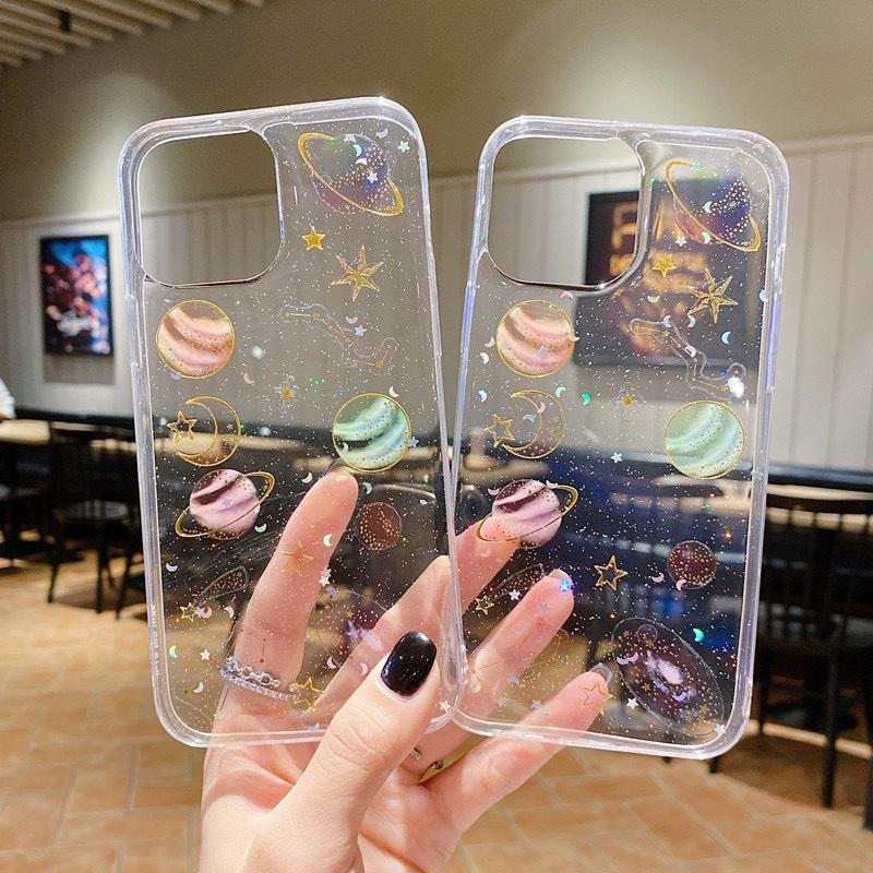 Small Fresh and Creative Transparent Glitter Starry Sky Mobile Phone Case for IPhone17promax Female Model for Apple 16plus