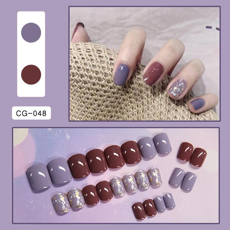 

24 шт. Милые носимые накладные ногти-наклейки Мода Милашки Ношение Среднего и Короткого Стиля Накладка для Ногтей Ручной Работы Искусственные 048