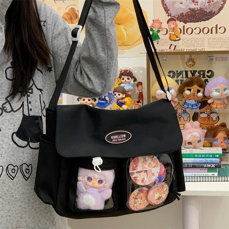 Japan Style Cute School Girl Crossbody Shoulder Bag Preppy Style Large Capacity Messenger Tote Transparent Ita Bag Kawaii