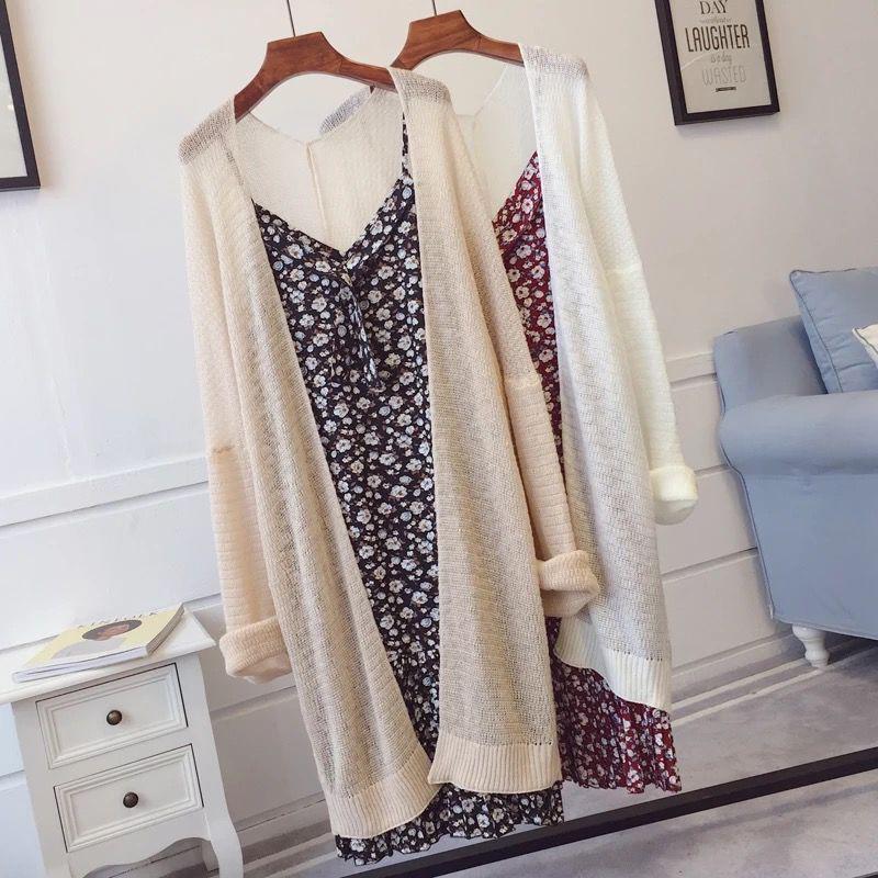 2025 Chic Loose Knit Cardigan: Women's Mid-Length, Lightweight, Sun-Protective Summer Wear