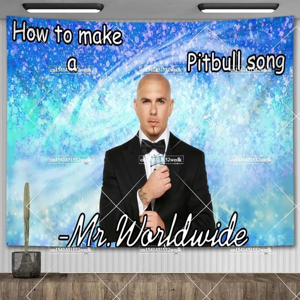 Mr Worldwide Dice To Live Laugh Love Telo da Parete MR 305 Pitbull Meme Telo da Parete Grande Tessuto Appeso a Parete Teli Tappetini Yoga