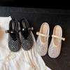 Fashion Women's Shoes 2025 Summer Size 43 Rhinestone Sandals Comfortable Buckle Strap Flats Lightweight Hollow Breathable Slippers