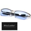 Silver Matte x Light Blue Fashion Square Tough Guy Rimless Slightly Bad Boy Large Metal Thin Glasses, Shape, Style, Half-Rim, Sunglasses, Men's