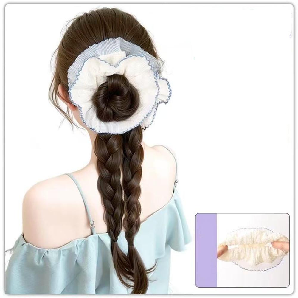 40cm Double Twist Braid Synthetic Wig Sweet Bubble Large Intestine Hairband Girls' Daily Simulation Ponytail