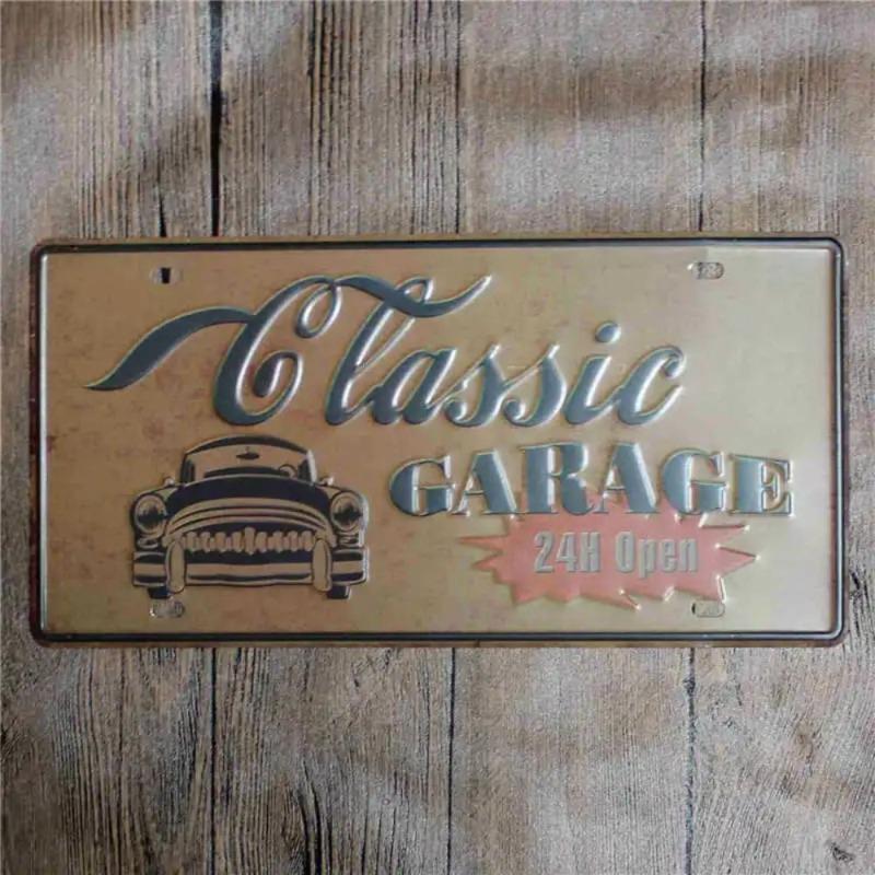 Retro Car 2D Metal Sign, Aluminum Wall Decor 15x30cm