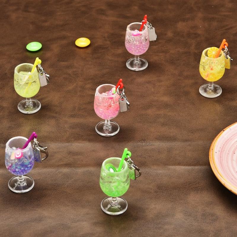 Fatia de Limão de Simulação de Plástico Luminoso Copo de Pé Alto Chaveiro Canudo Colorido Copo para Bebidas Decoração