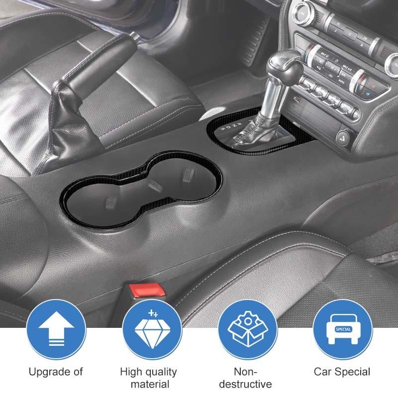 Car Car Front Cup Holder Gear Shift Decorative Ring Cover  For Ford Mustang 2015-2023 Car Interior Acessories